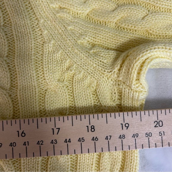 LL Bean Women sz M Yellow Full Zip Cable Knit Sweater Cabin Core Cozy Campcore - Picture 10 of 10